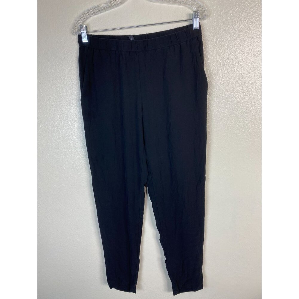 Eileen Fisher Silk Black Women Trouser Pants Size Small Career Minimalist Pullon
